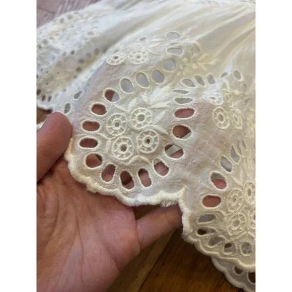 Sea New York Marina White Eyelet Long Sleeve Dress Lace Embroidered Size L - Picture 4 of 16